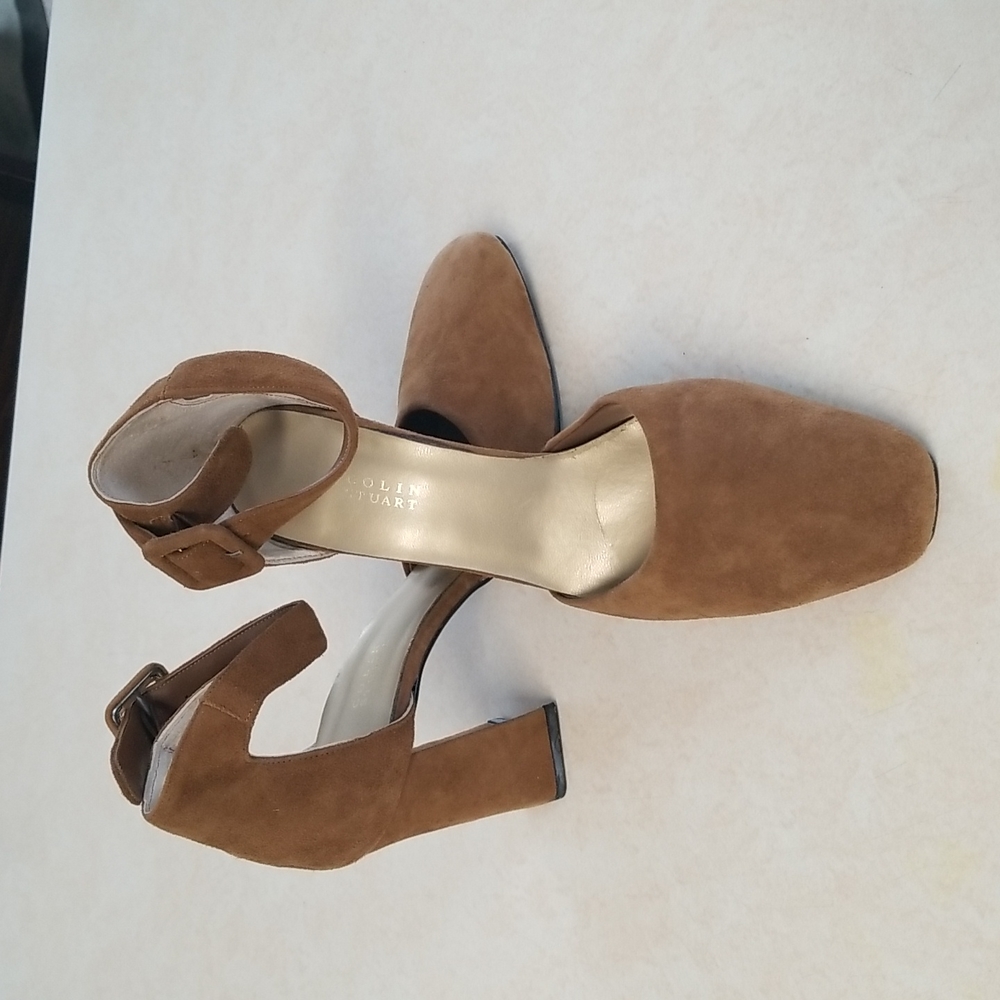Colin Stuart Brown Suede Ankle Strap Block Heels NWOB Size 7.5 - Picture 13 of 13